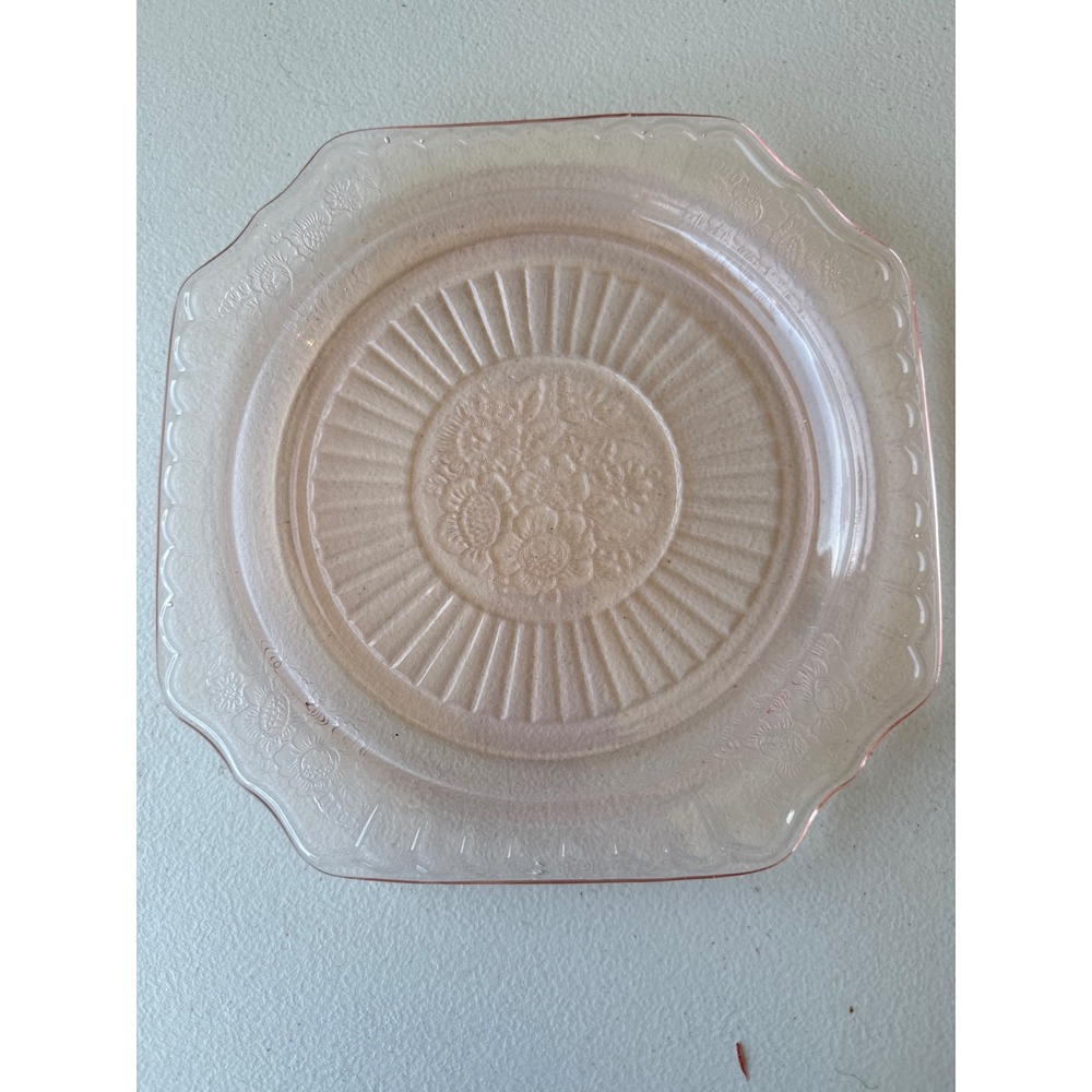 Jeannette‎ Glass Pink Depression Glass Sunflower Pattern 9 Inch Dinner Plate